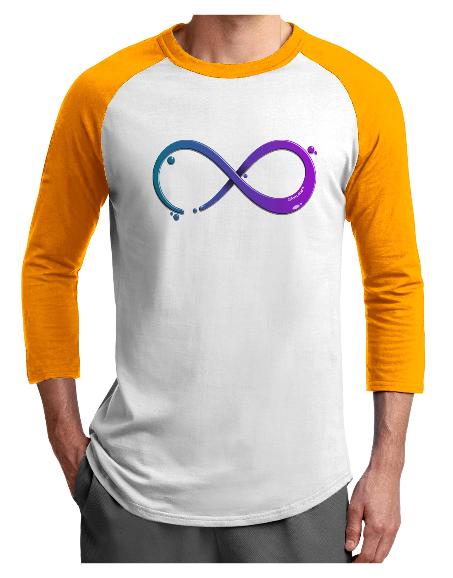 Painted Infinity Adult Raglan Shirt-TooLoud-White-Gold-X-Small-Davson Sales