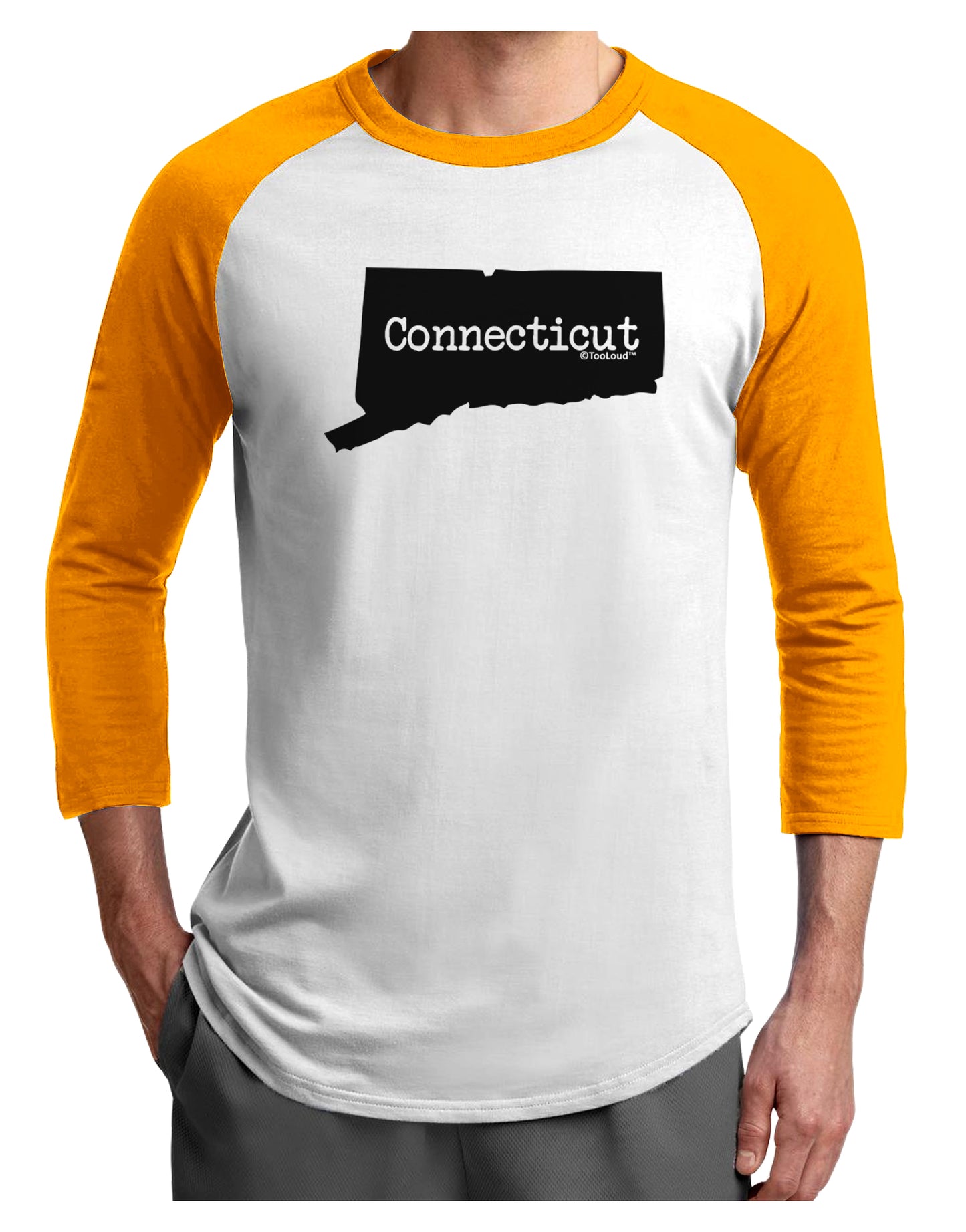 Connecticut - United States Shape Adult Raglan Shirt by TooLoud-TooLoud-White-Gold-X-Small-Davson Sales