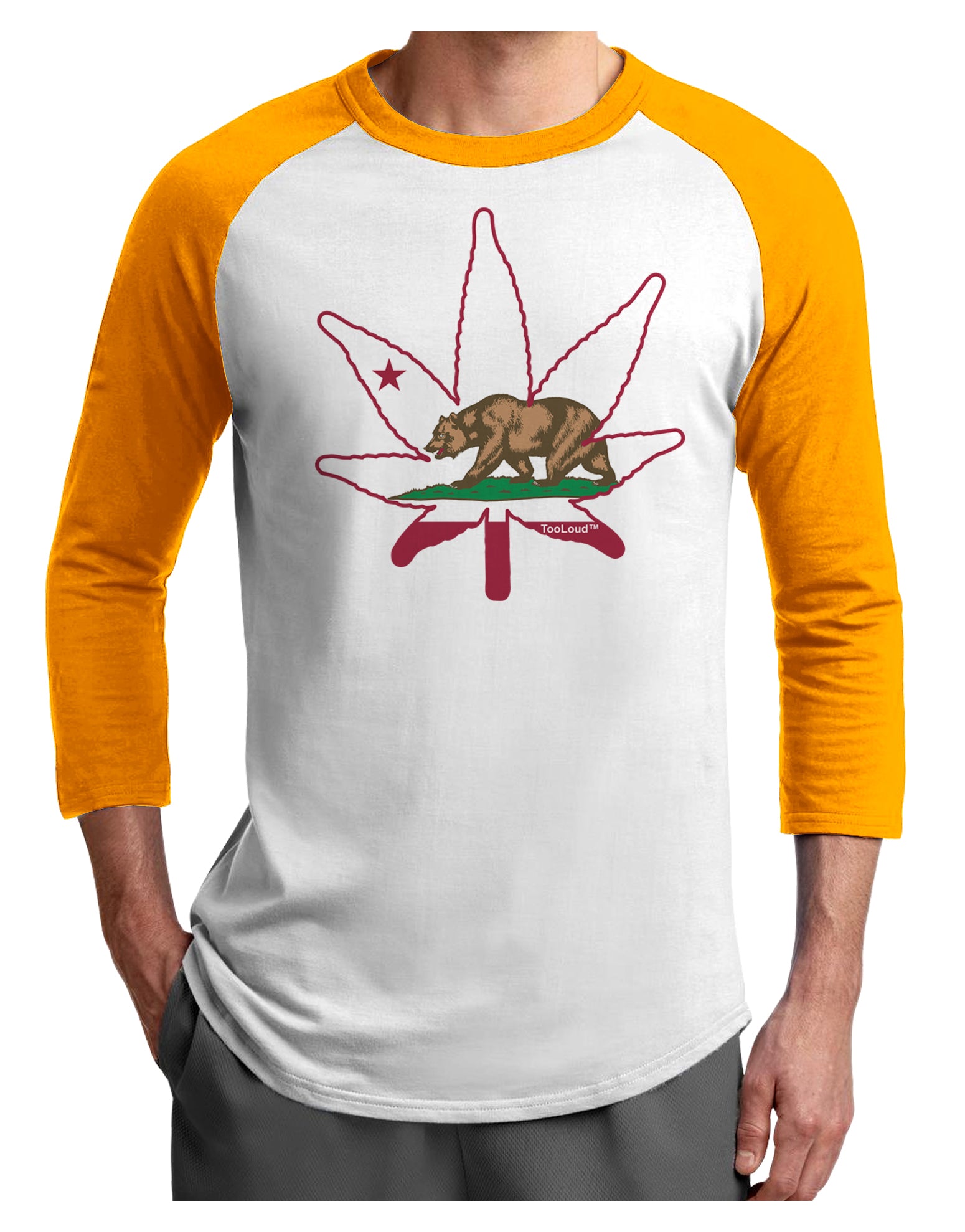 California Bear Leaf Design Adult Raglan Shirt by TooLoud-TooLoud-White-Gold-X-Small-Davson Sales