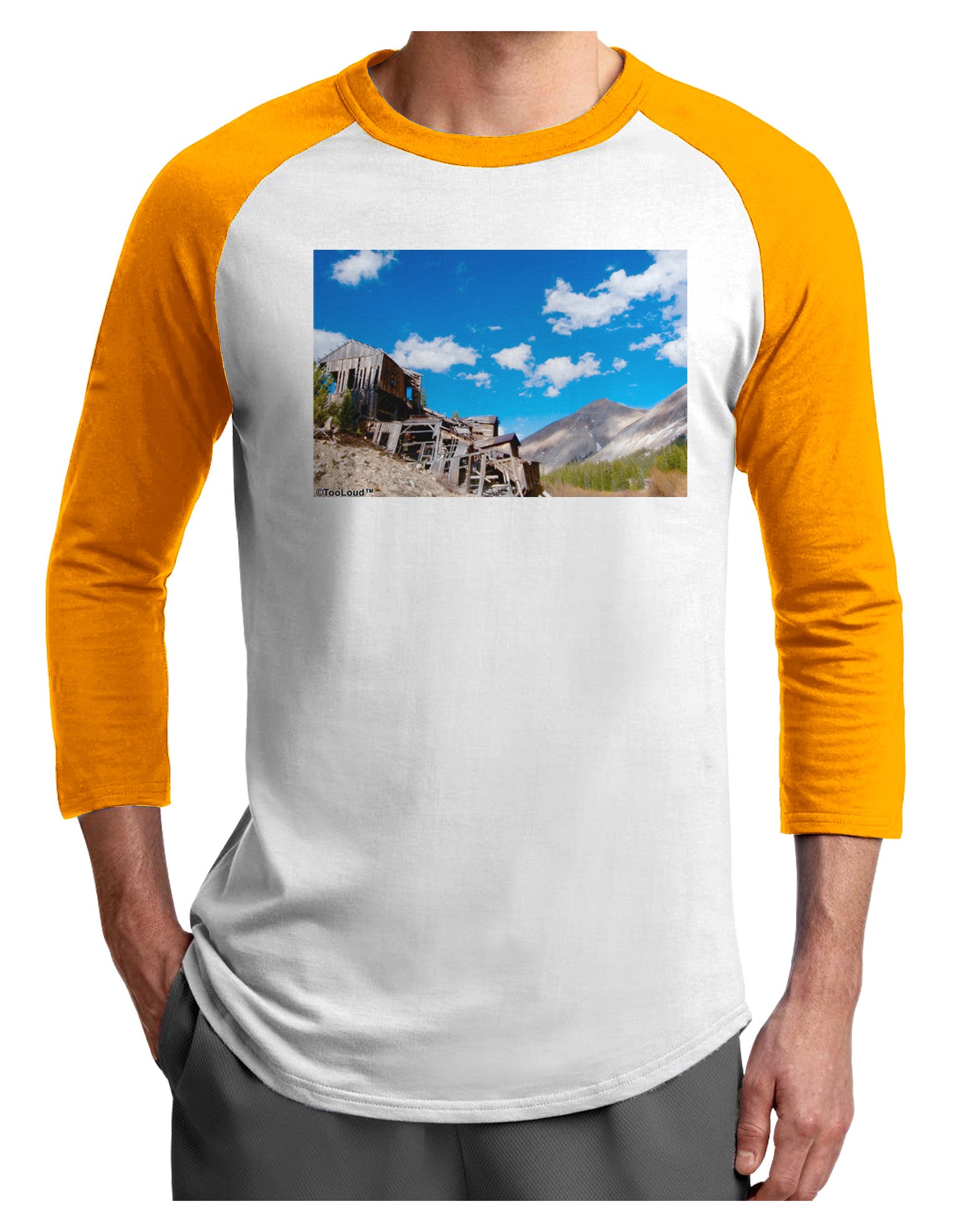Colorado Landscape Ruins Adult Raglan Shirt-TooLoud-White-Gold-X-Small-Davson Sales