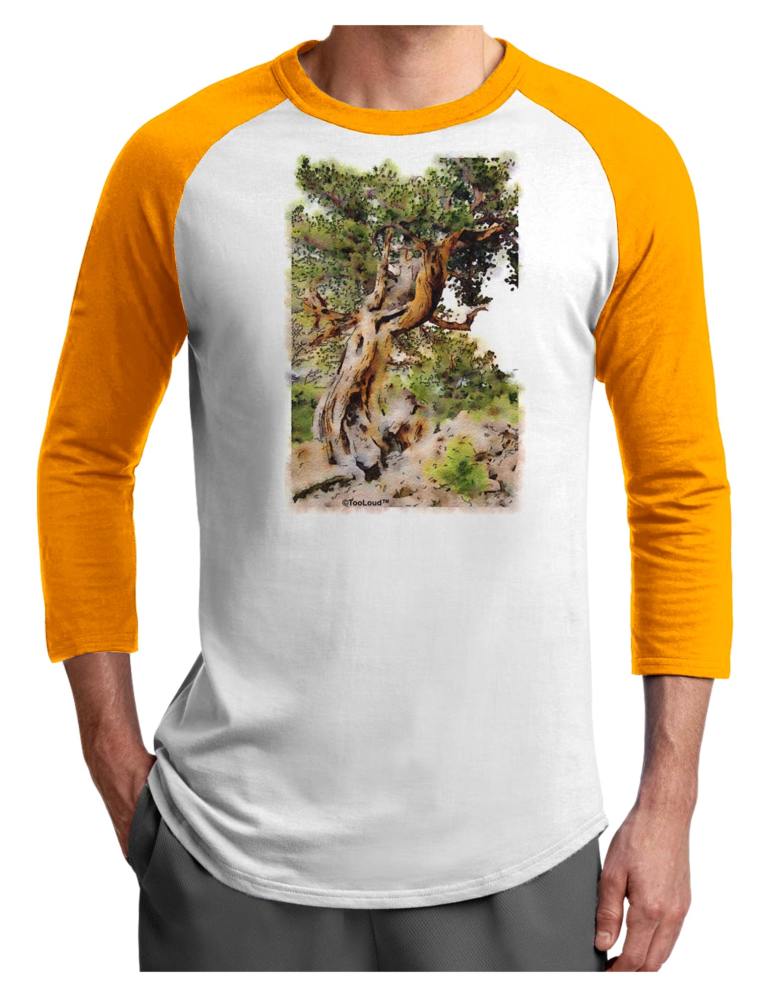 Bristlecone Pines Adult Raglan Shirt-TooLoud-White-Gold-X-Small-Davson Sales