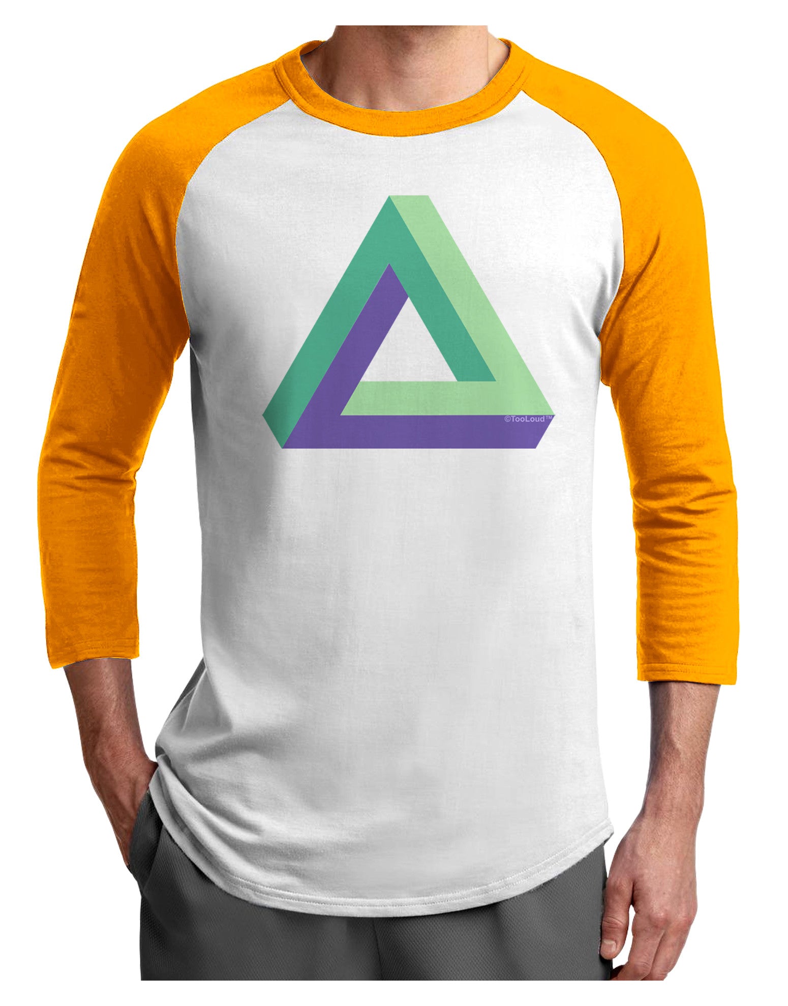 Impossible Triangle Loop Adult Raglan Shirt-Raglan Shirt-TooLoud-White-Gold-X-Small-Davson Sales