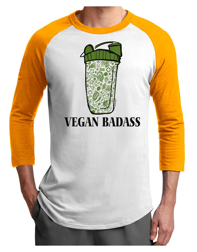 Vegan Badass Blender Bottle Adult Raglan Shirt-Mens T-Shirt-TooLoud-White-Gold-X-Small-Davson Sales