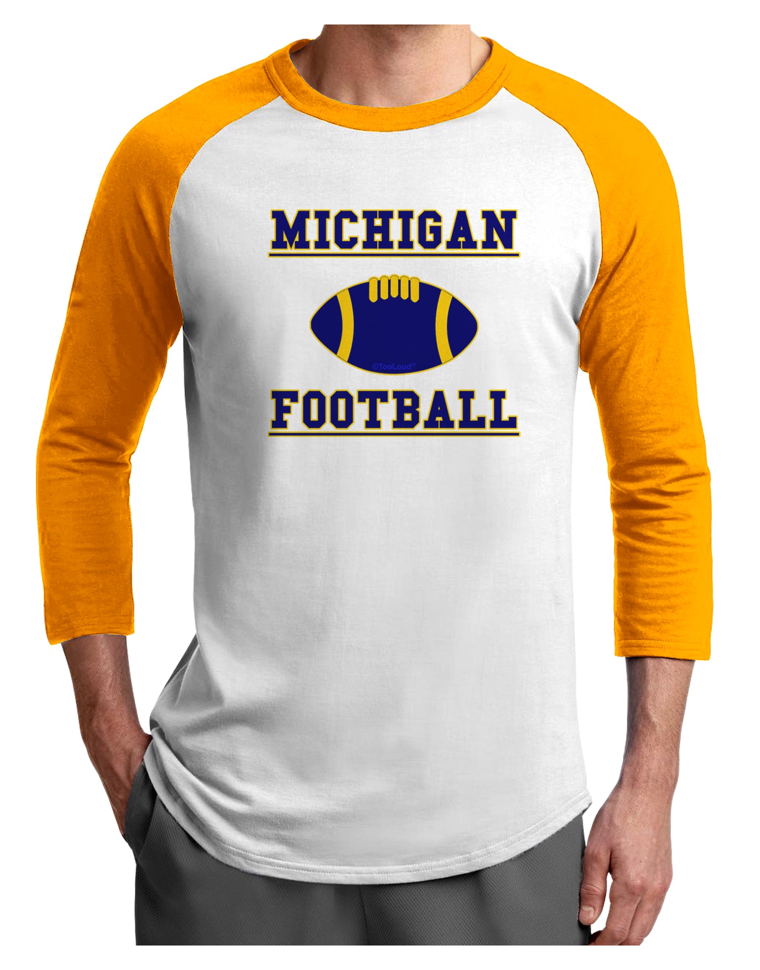 Michigan Football Adult Raglan Shirt by TooLoud-TooLoud-White-Gold-X-Small-Davson Sales