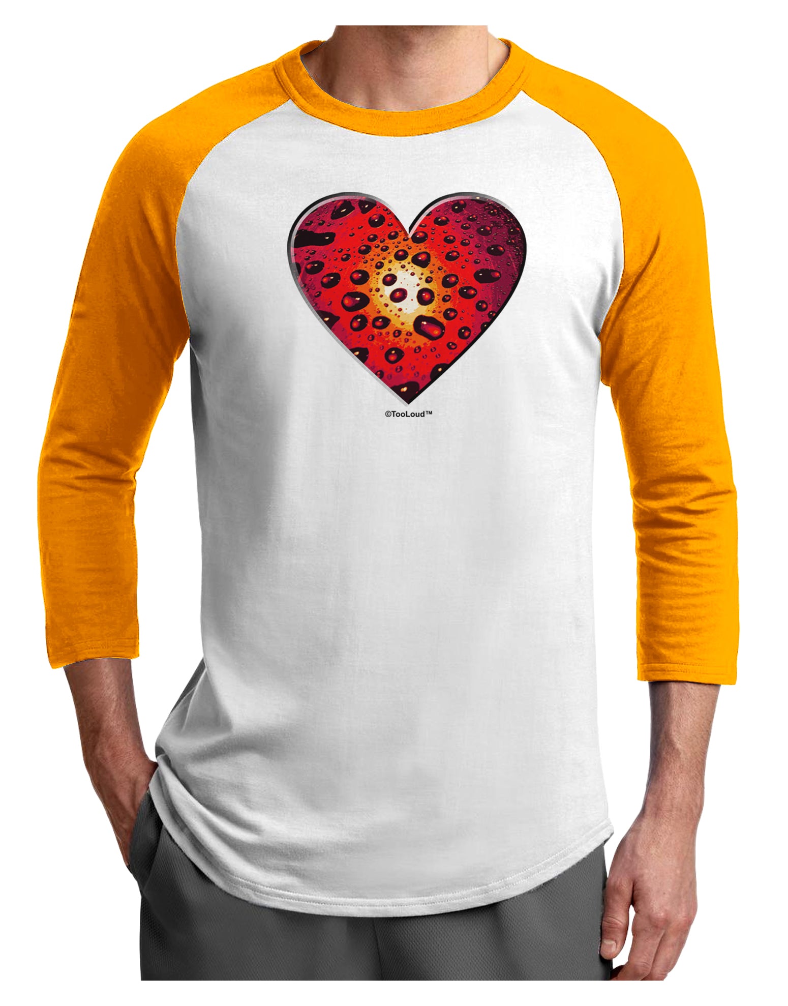 Water Droplet Heart Red Adult Raglan Shirt by TooLoud-TooLoud-White-Gold-X-Small-Davson Sales