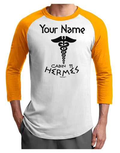 Personalized Cabin 11 Hermes Adult Raglan Shirt by-Raglan Shirt-TooLoud-White-Gold-X-Small-Davson Sales