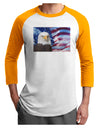 All American Eagle Adult Raglan Shirt-TooLoud-White-Gold-X-Small-Davson Sales