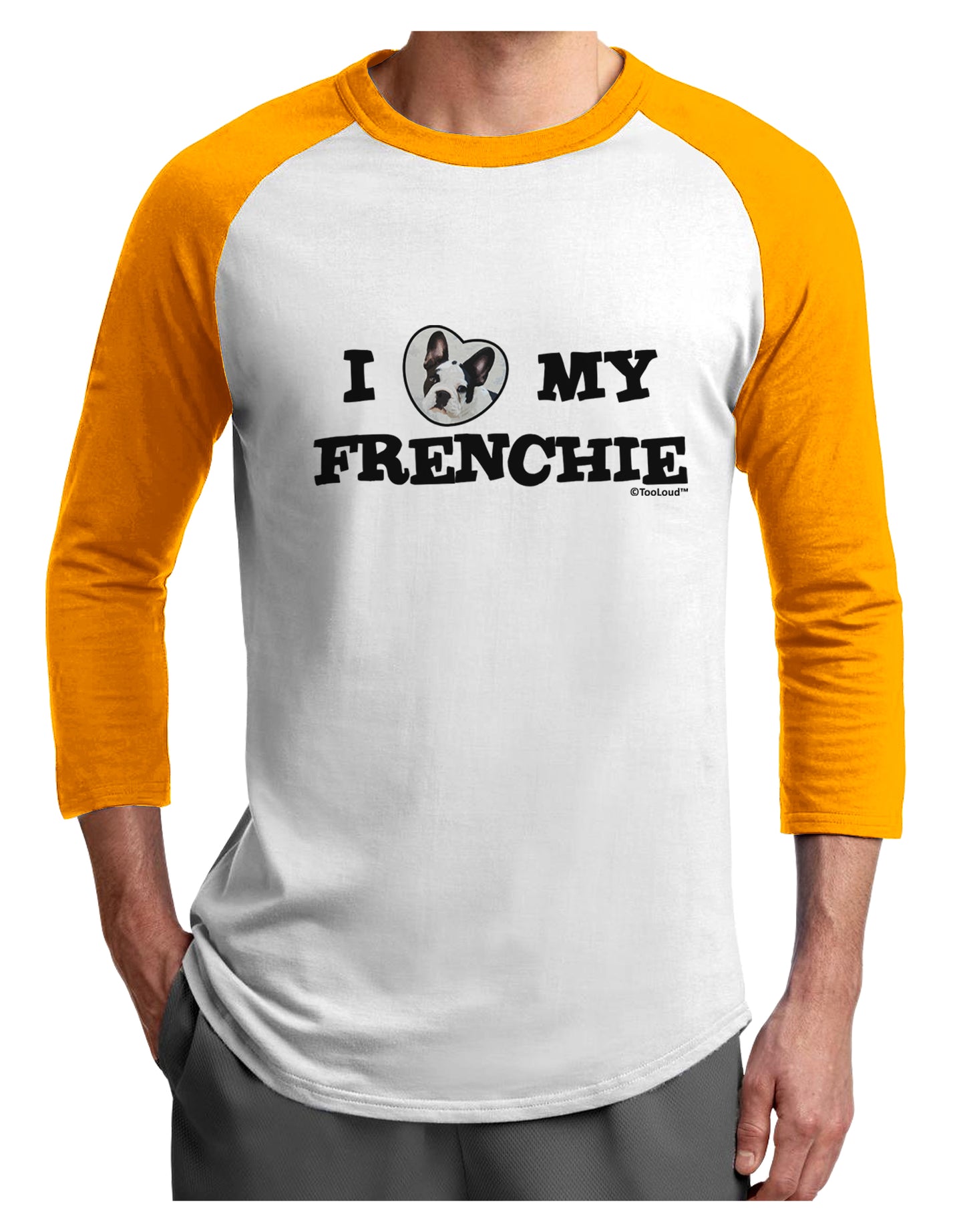 I Heart My Frenchie Adult Raglan Shirt by TooLoud-TooLoud-White-Gold-X-Small-Davson Sales