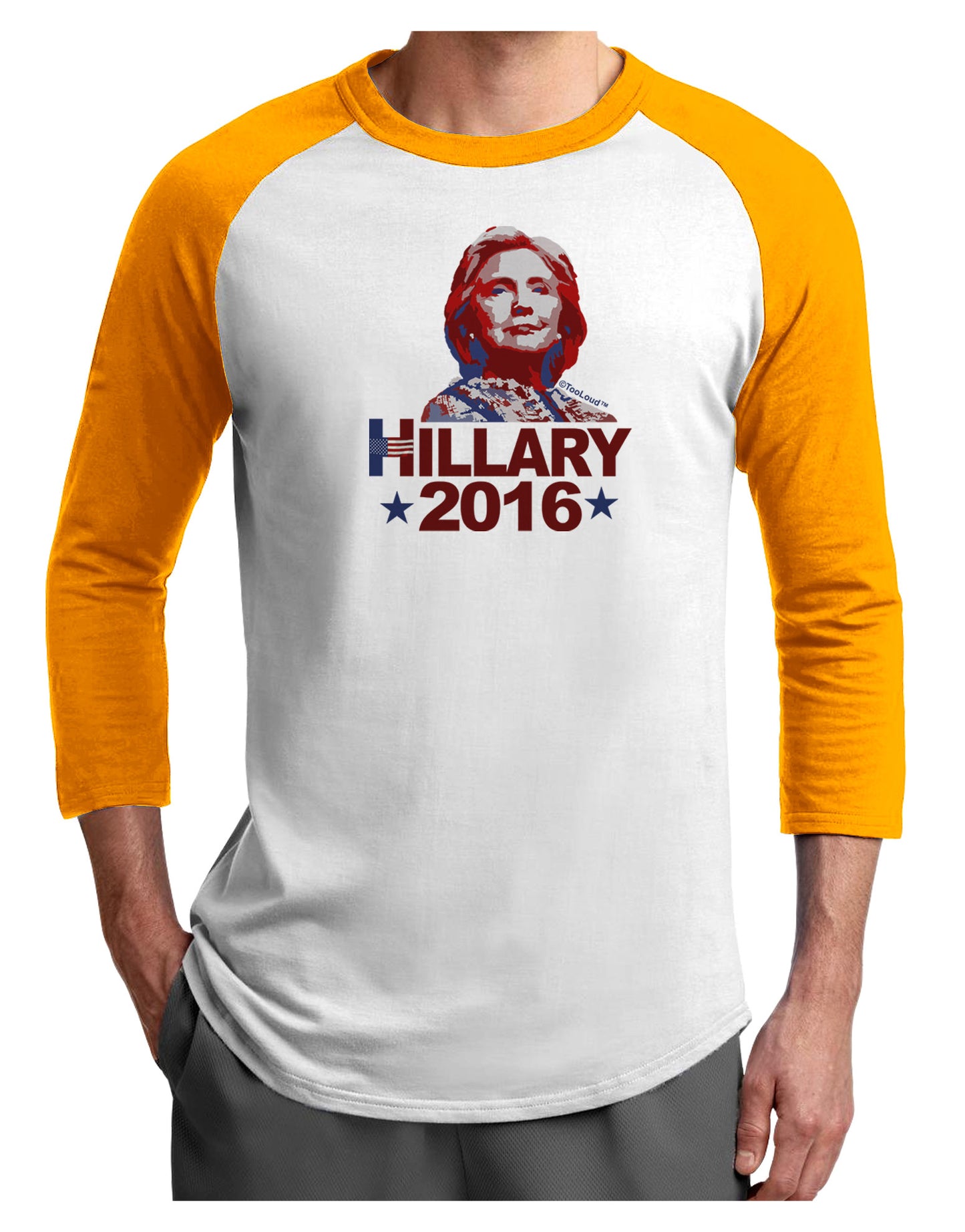 Hillary 2016 Face Adult Raglan Shirt-Raglan Shirt-TooLoud-White-Gold-X-Small-Davson Sales