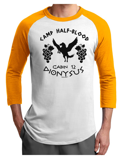 Camp Half Blood Cabin 12 Dionysus Adult Raglan Shirt by-Raglan Shirt-TooLoud-White-Gold-X-Small-Davson Sales