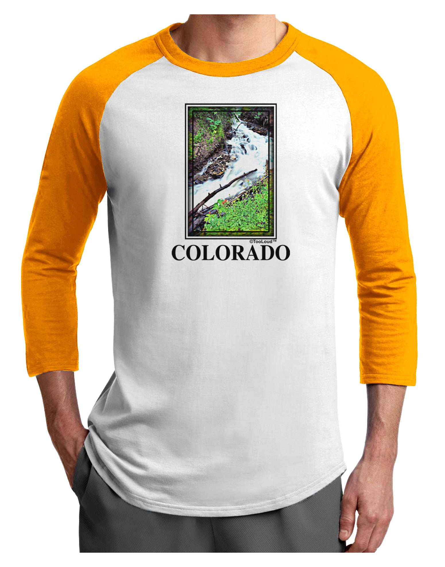 Colorado White River Text Adult Raglan Shirt-Raglan Shirt-TooLoud-White-Gold-X-Small-Davson Sales