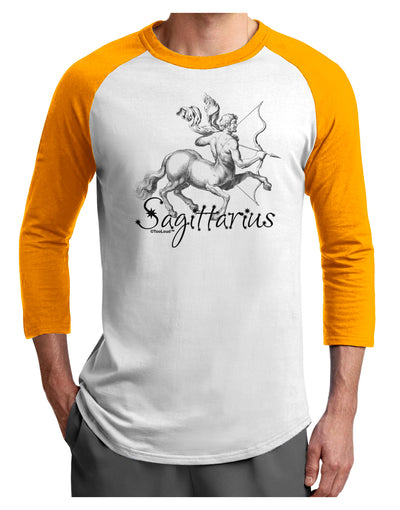 Sagittarius Illustration Adult Raglan Shirt-TooLoud-White-Gold-X-Small-Davson Sales