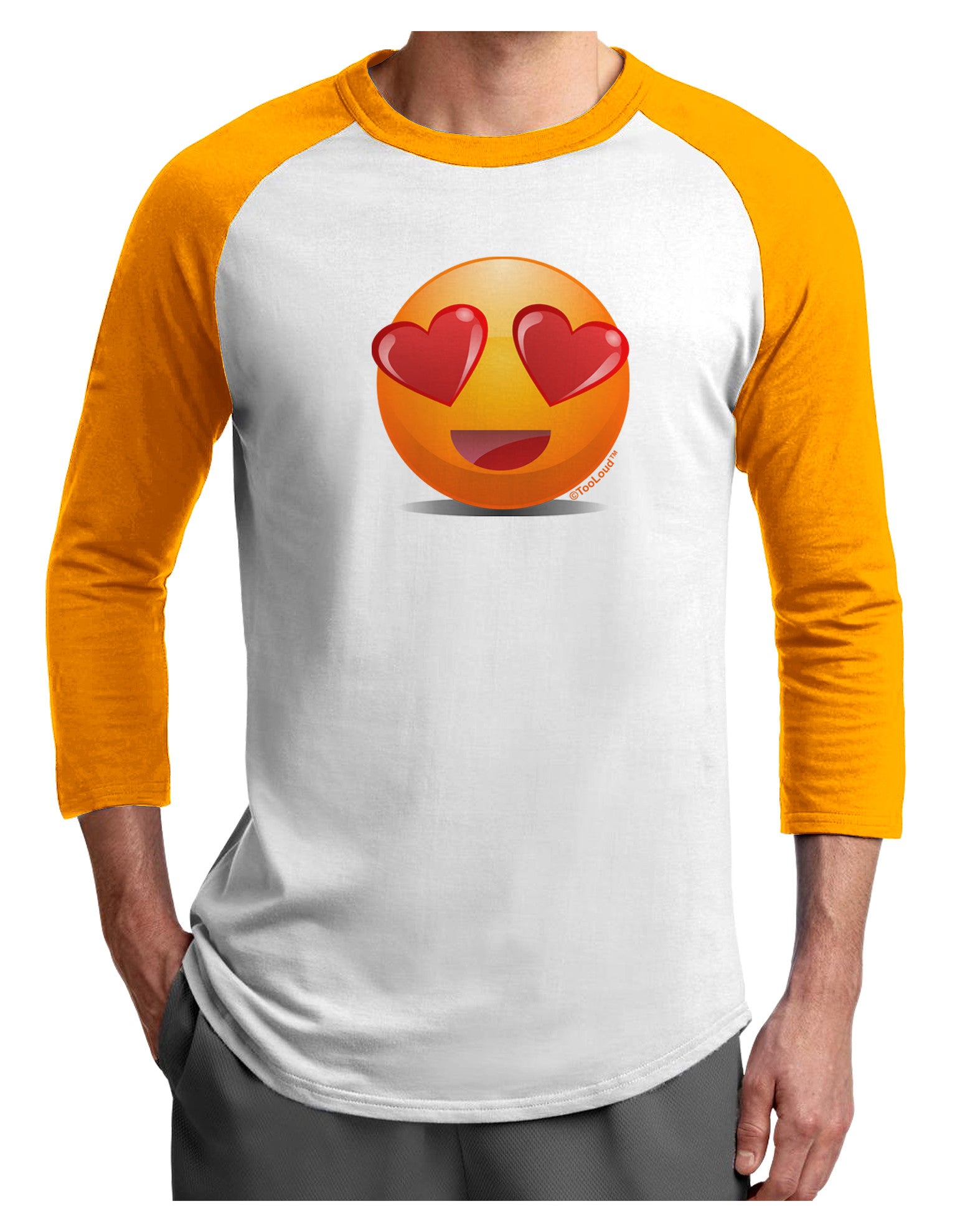 Heart Eye Emoji Adult Raglan Shirt-Raglan Shirt-TooLoud-White-Gold-X-Small-Davson Sales