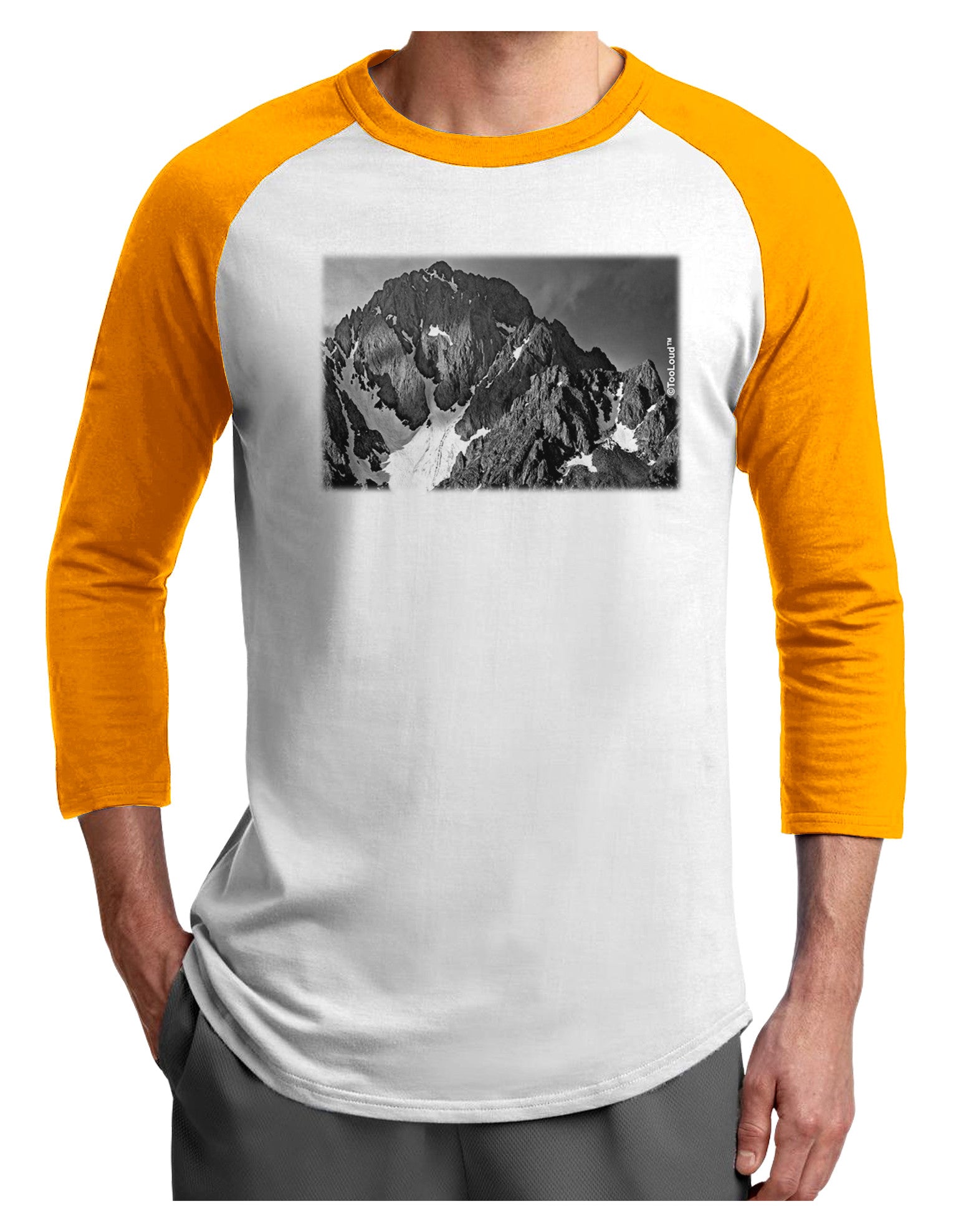 San Juan Mountain Range 2 Adult Raglan Shirt-TooLoud-White-Gold-X-Small-Davson Sales