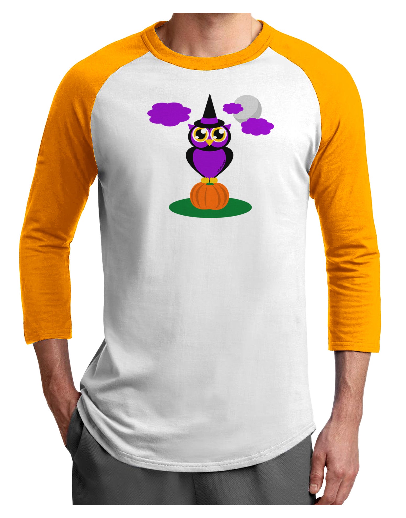 Owl Purple Adult Raglan Shirt-Raglan Shirt-TooLoud-White-Gold-X-Small-Davson Sales