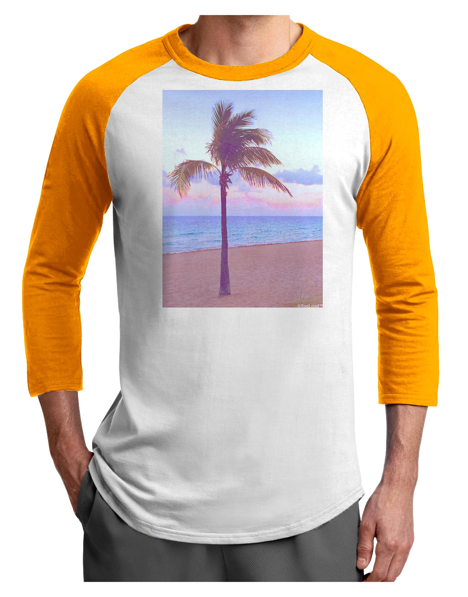 Palm Tree Beach Filter Adult Raglan Shirt-Raglan Shirt-TooLoud-White-Gold-X-Small-Davson Sales