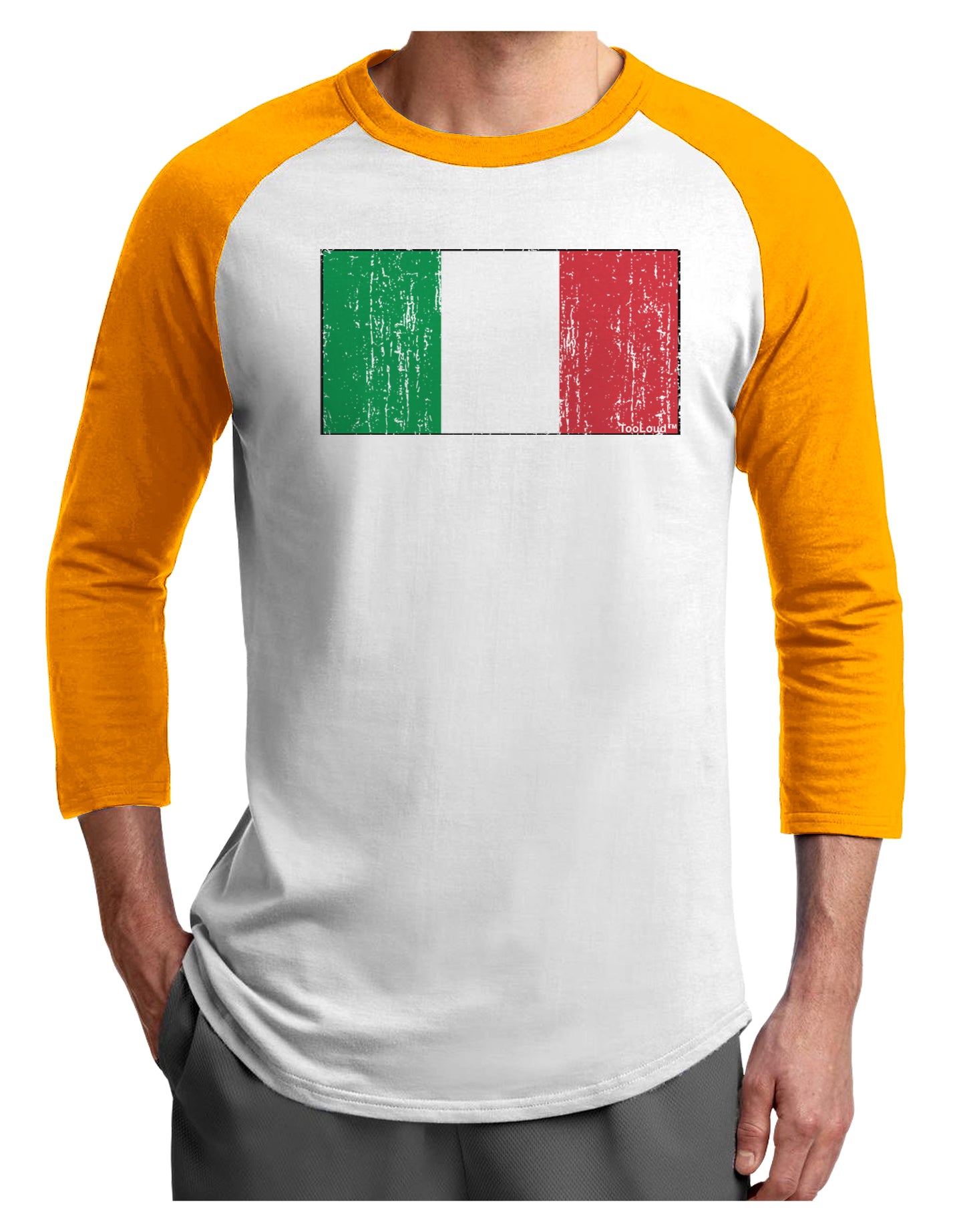 Italian Flag - Distressed Adult Raglan Shirt by TooLoud-TooLoud-White-Gold-X-Small-Davson Sales