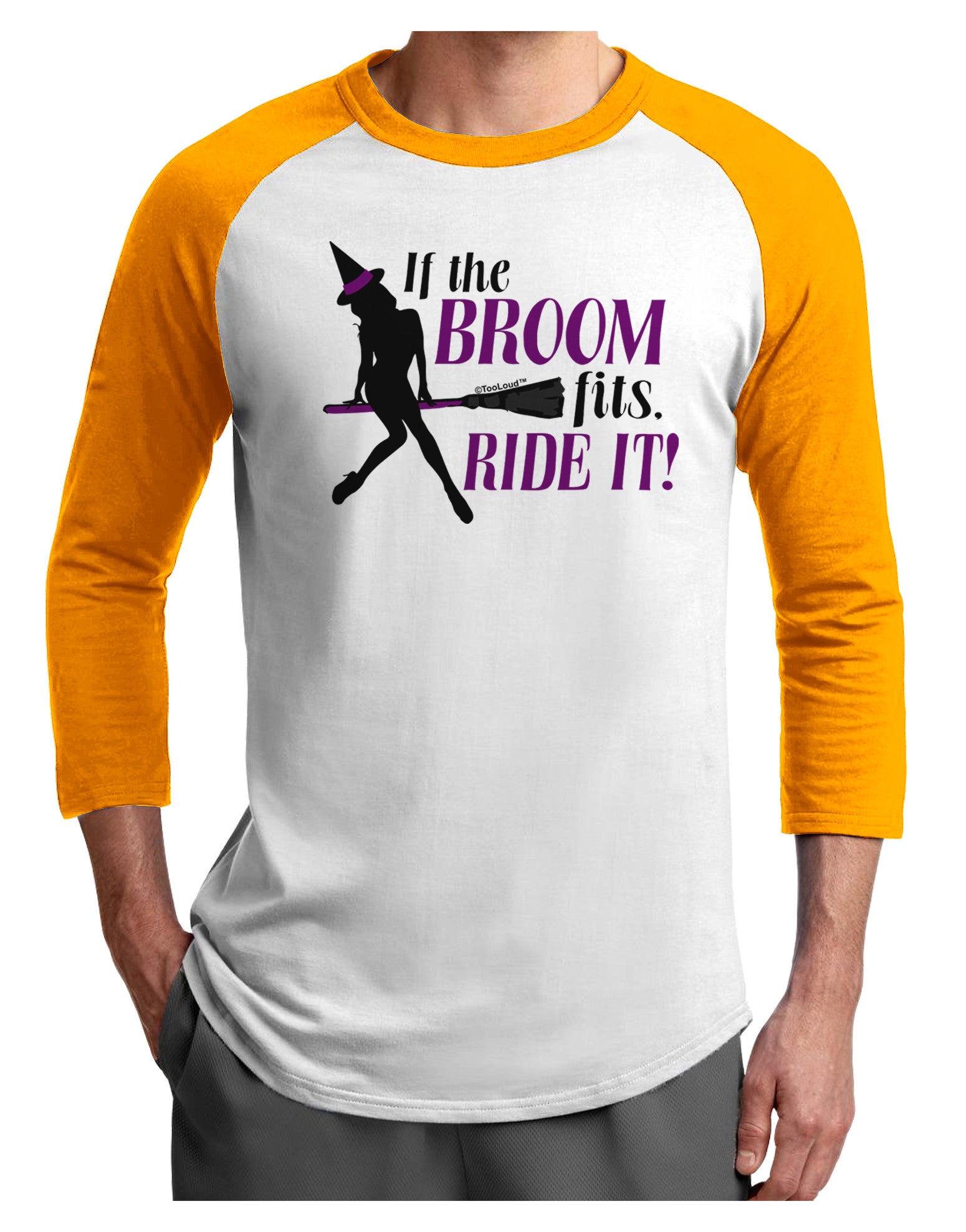 Ride It Purple Adult Raglan Shirt-Raglan Shirt-TooLoud-White-Gold-X-Small-Davson Sales