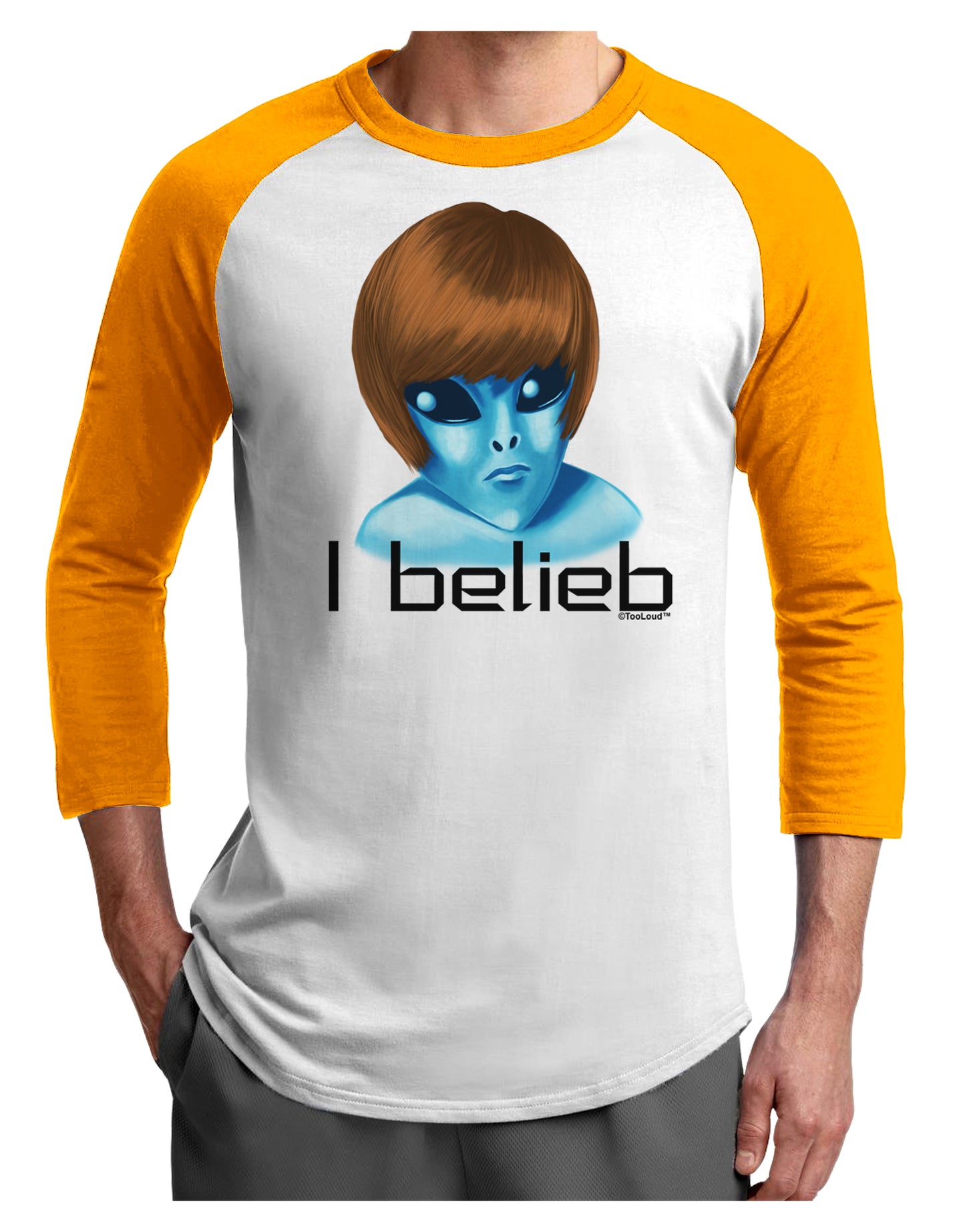 Extraterrestial - I Belieb Adult Raglan Shirt by TooLoud-TooLoud-White-Gold-X-Small-Davson Sales
