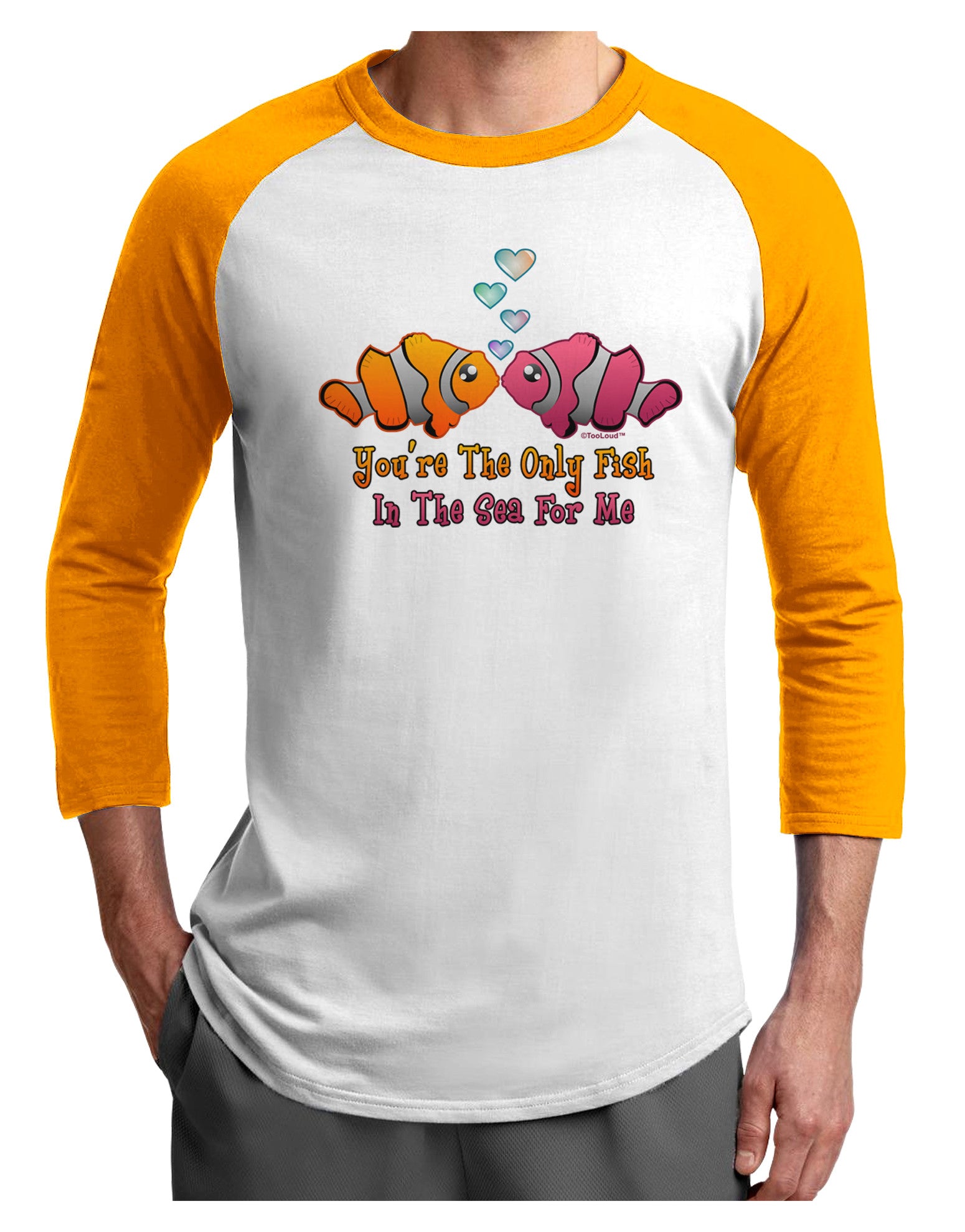 Kissy Clownfish Only Fish In The Sea Adult Raglan Shirt-Raglan Shirt-TooLoud-White-Gold-X-Small-Davson Sales
