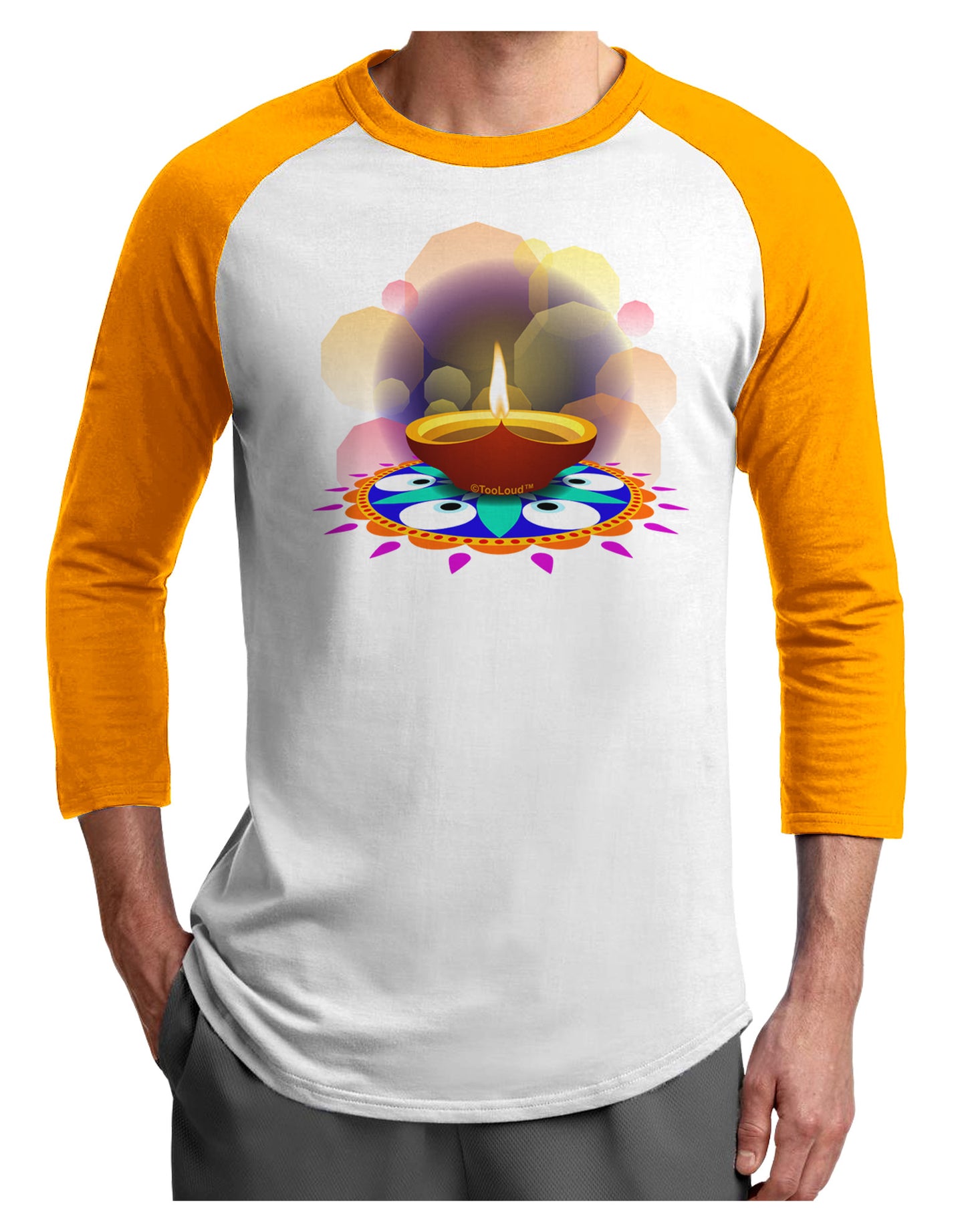 Festive Diya and Rangoli Adult Raglan Shirt by-Raglan Shirt-TooLoud-White-Gold-X-Small-Davson Sales