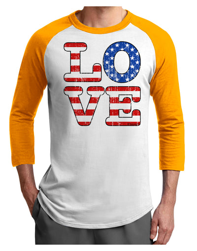 American Love Design - Distressed Adult Raglan Shirt by TooLoud-TooLoud-White-Gold-X-Small-Davson Sales