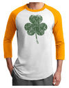 Distressed Traditional Irish Shamrock Adult Raglan Shirt-Raglan Shirt-TooLoud-White-Gold-X-Small-Davson Sales