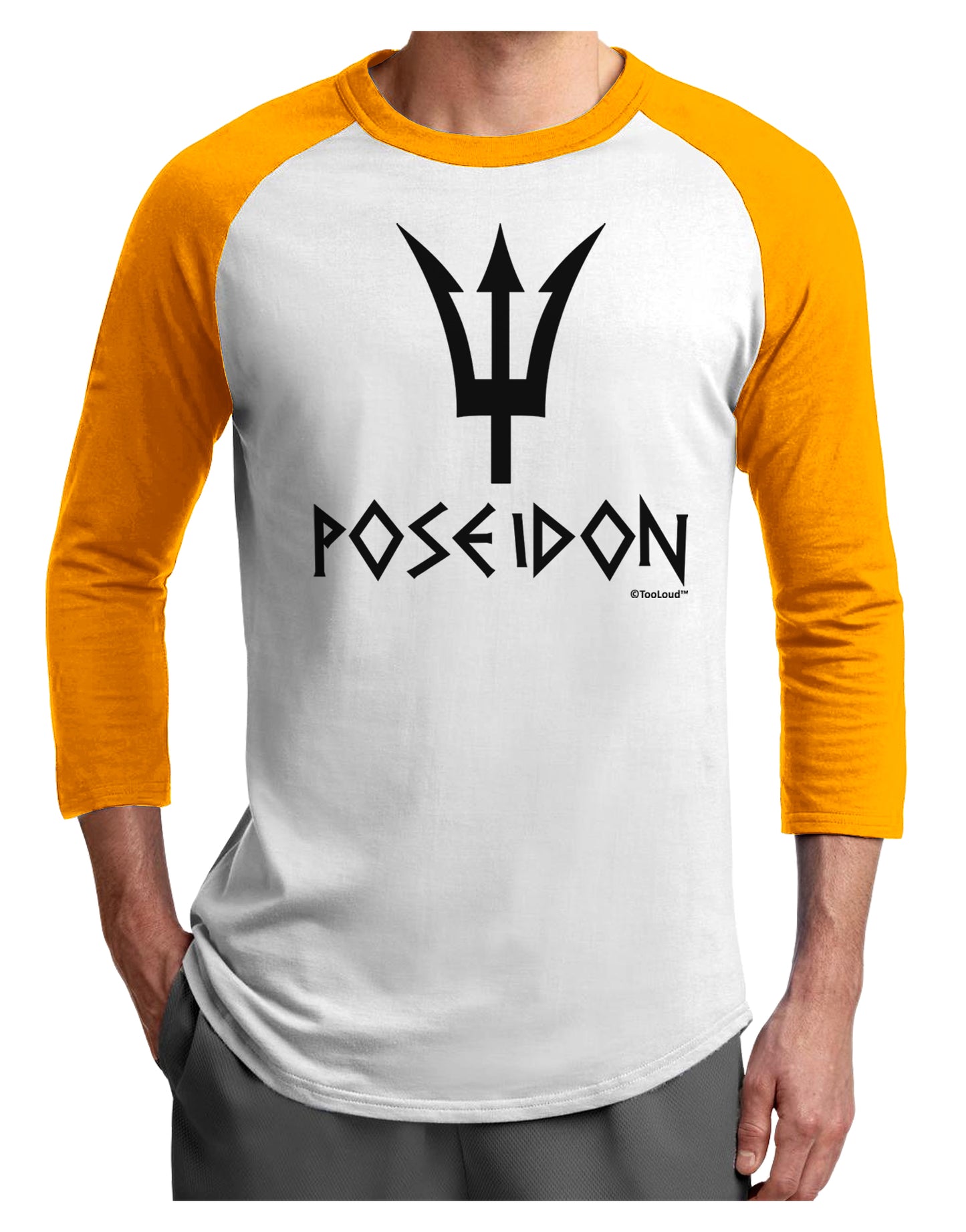 Trident of Poseidon with Text - Greek Mythology Adult Raglan Shirt by TooLoud-TooLoud-White-Gold-X-Small-Davson Sales