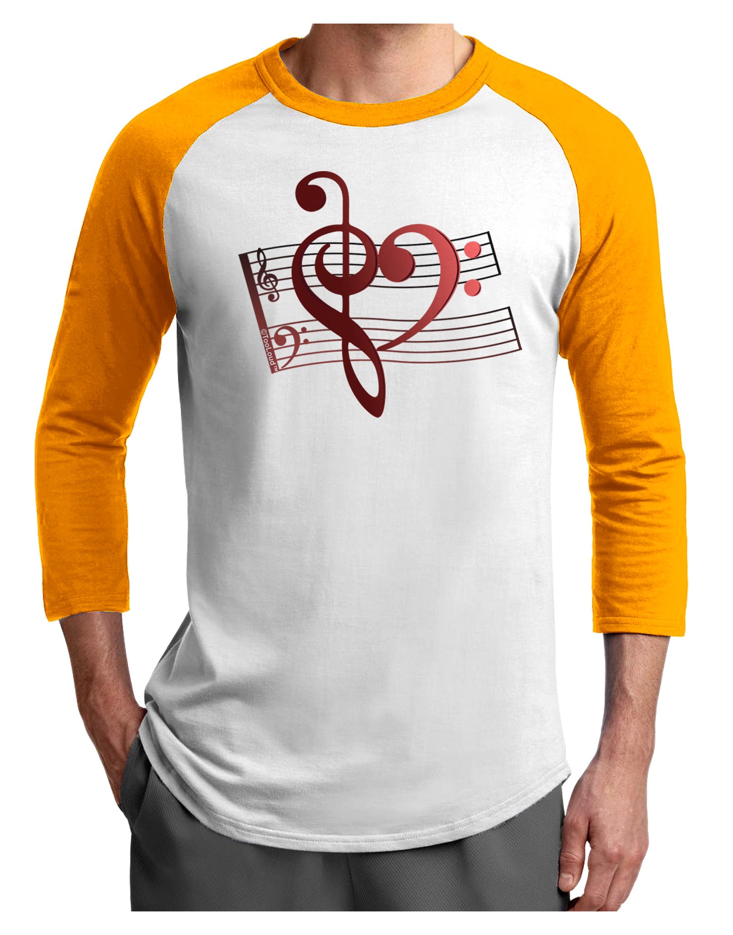 Heart Sheet Music Adult Raglan Shirt-Raglan Shirt-TooLoud-White-Gold-X-Small-Davson Sales