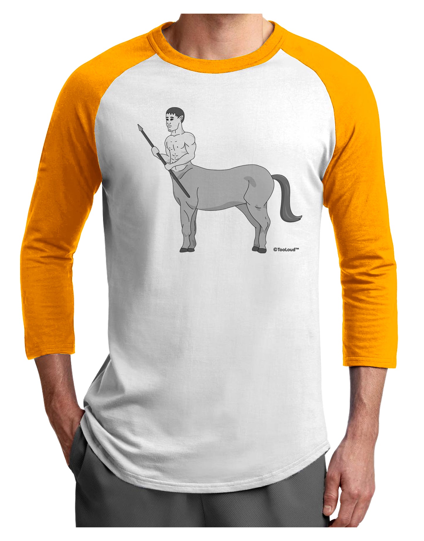 Greek Mythology Centaur Design - Grayscale Adult Raglan Shirt by TooLoud-TooLoud-White-Gold-X-Small-Davson Sales
