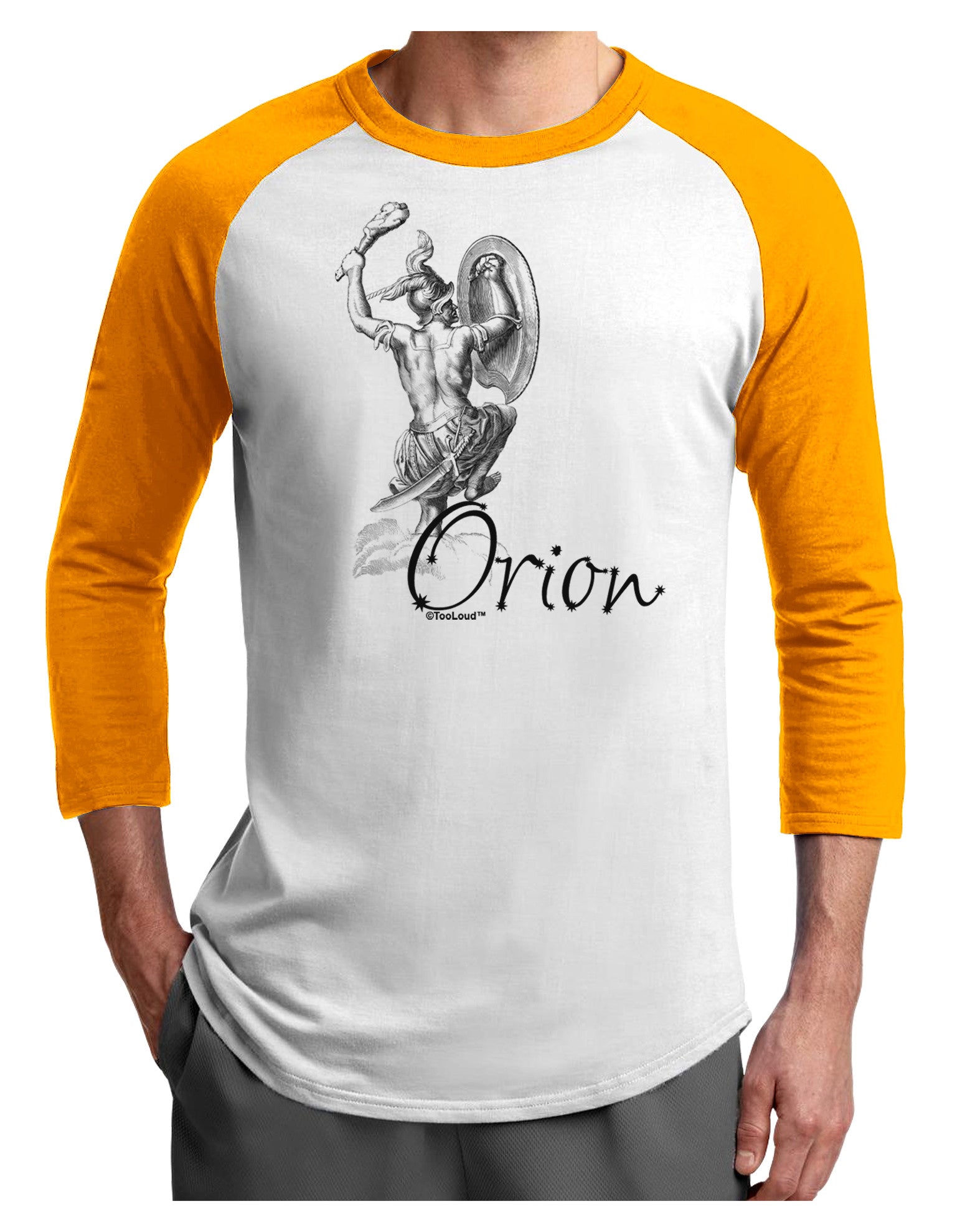 Orion Illustration Adult Raglan Shirt-TooLoud-White-Gold-X-Small-Davson Sales