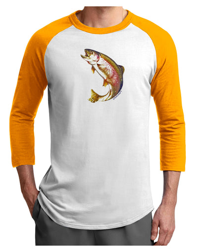 Rainbow Trout Adult Raglan Shirt-Raglan Shirt-TooLoud-White-Gold-X-Small-Davson Sales