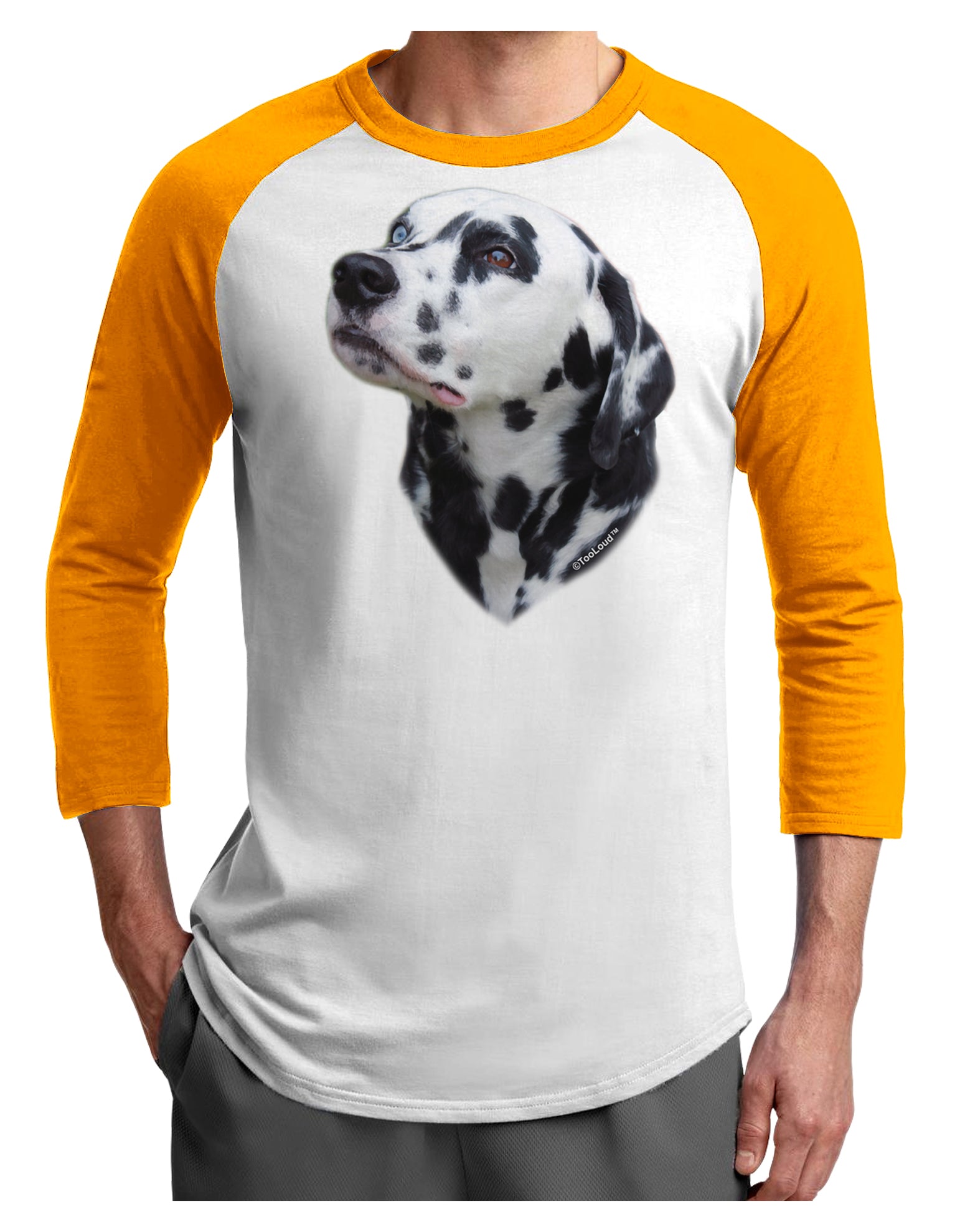 Dalmatian Portrait Adult Raglan Shirt by TooLoud-TooLoud-White-Gold-X-Small-Davson Sales
