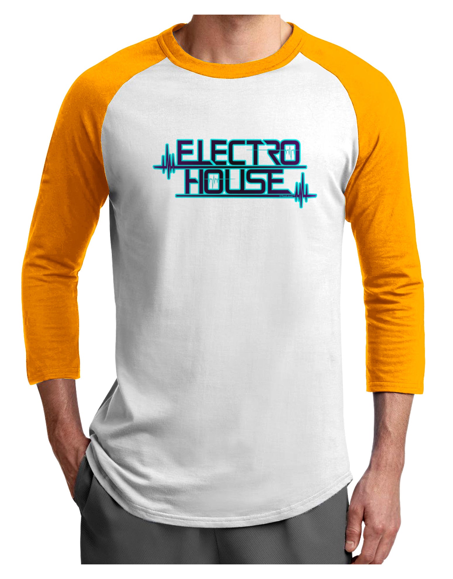 Electro House Bolt Adult Raglan Shirt-Raglan Shirt-TooLoud-White-Gold-X-Small-Davson Sales