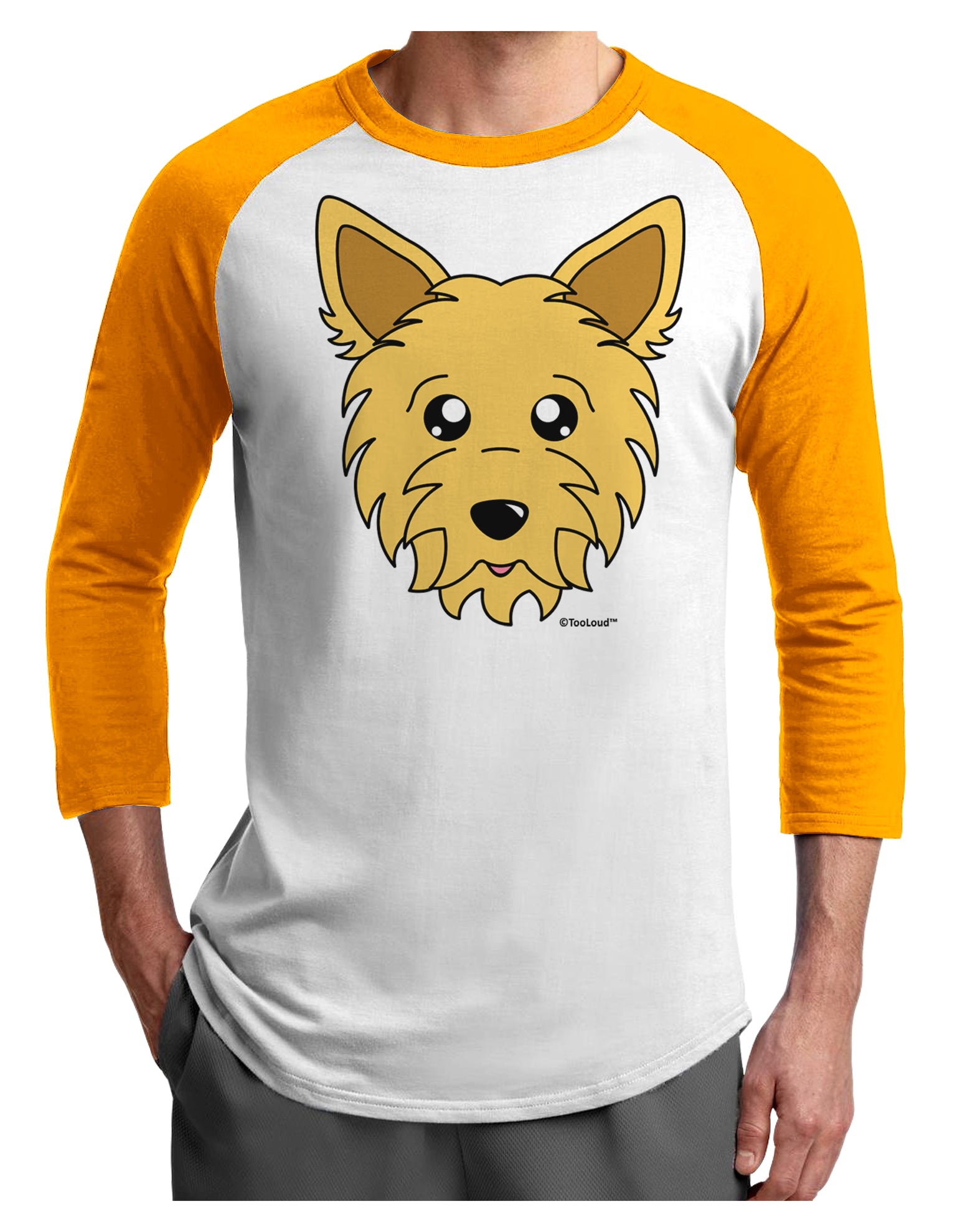 Cute Yorkshire Terrier Yorkie Dog Adult Raglan Shirt by TooLoud-TooLoud-White-Gold-X-Small-Davson Sales