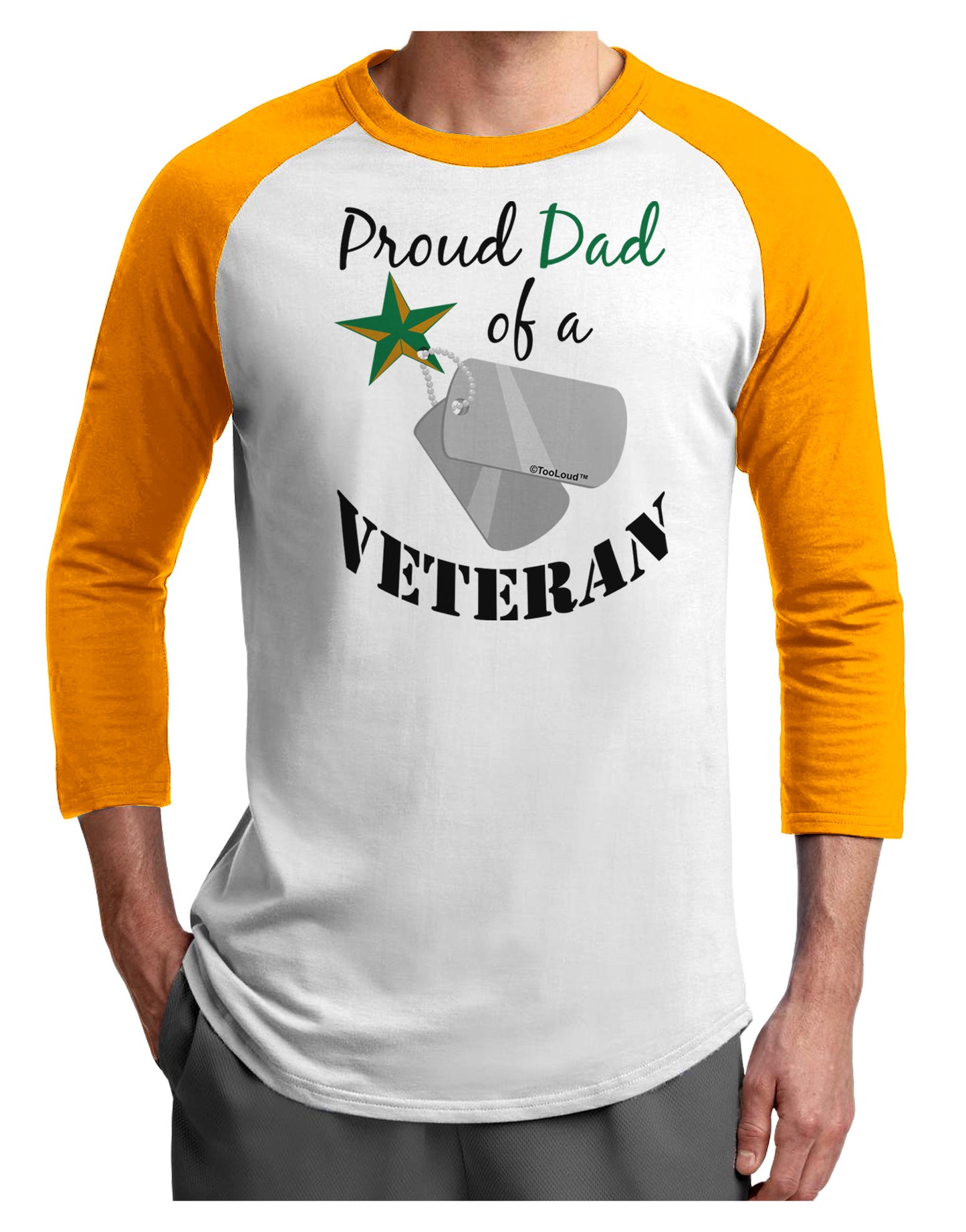 Dad of Veteran Adult Raglan Shirt-Raglan Shirt-TooLoud-White-Gold-X-Small-Davson Sales