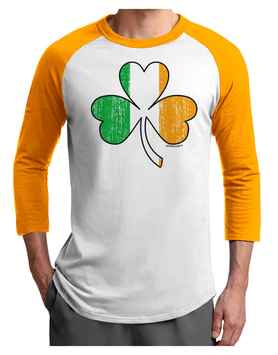 Irish Flag - Shamrock Distressed Adult Raglan Shirt by TooLoud-TooLoud-White-Gold-X-Small-Davson Sales