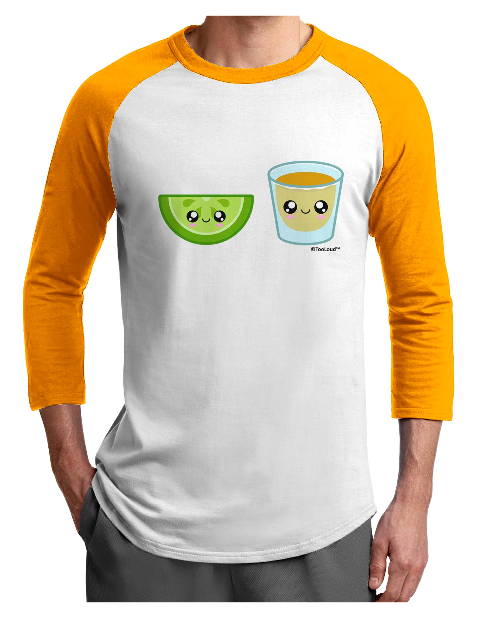 Cute Tequila Shot and Lime Wedge Adult Raglan Shirt by TooLoud-TooLoud-White-Gold-X-Small-Davson Sales