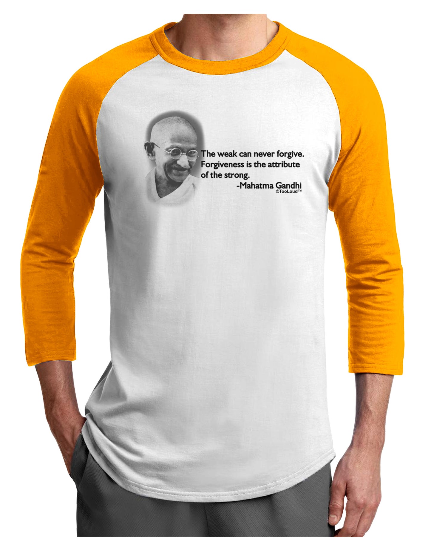 The Weak Can Never Forgive Adult Raglan Shirt-Raglan Shirt-TooLoud-White-Gold-X-Small-Davson Sales