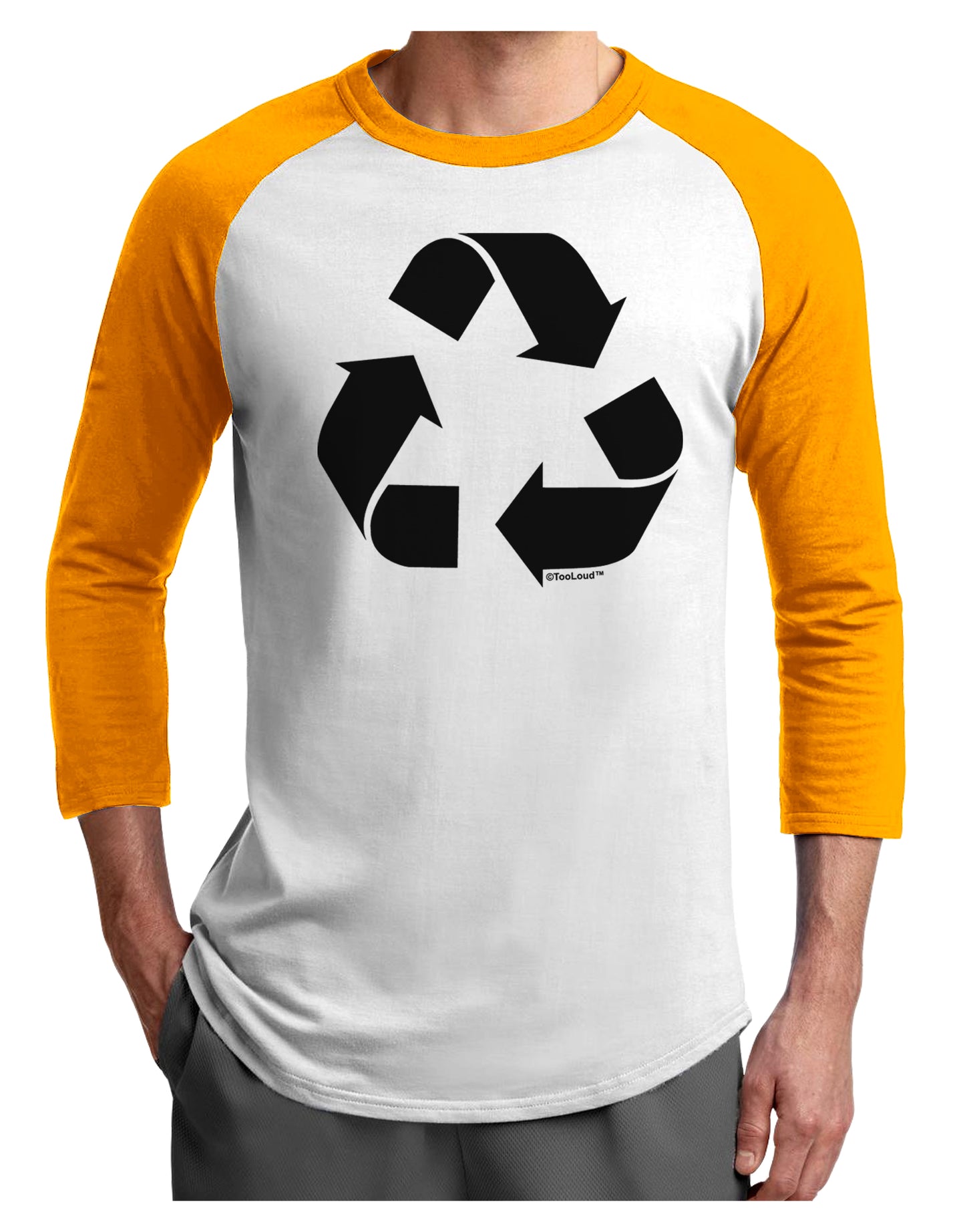 Recycle Black and White Adult Raglan Shirt by TooLoud-TooLoud-White-Gold-X-Small-Davson Sales