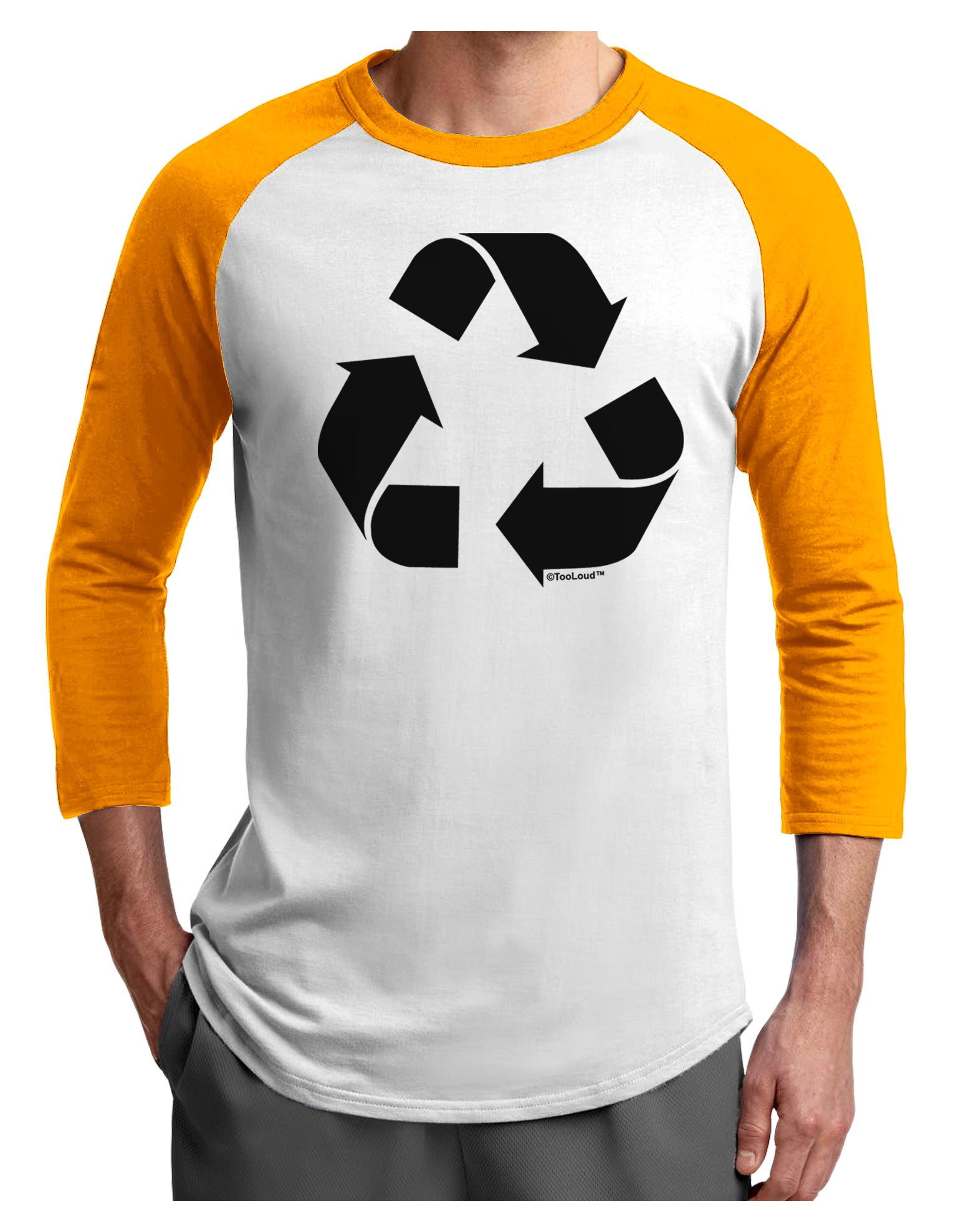Recycle Black and White Adult Raglan Shirt by TooLoud-TooLoud-White-Gold-X-Small-Davson Sales