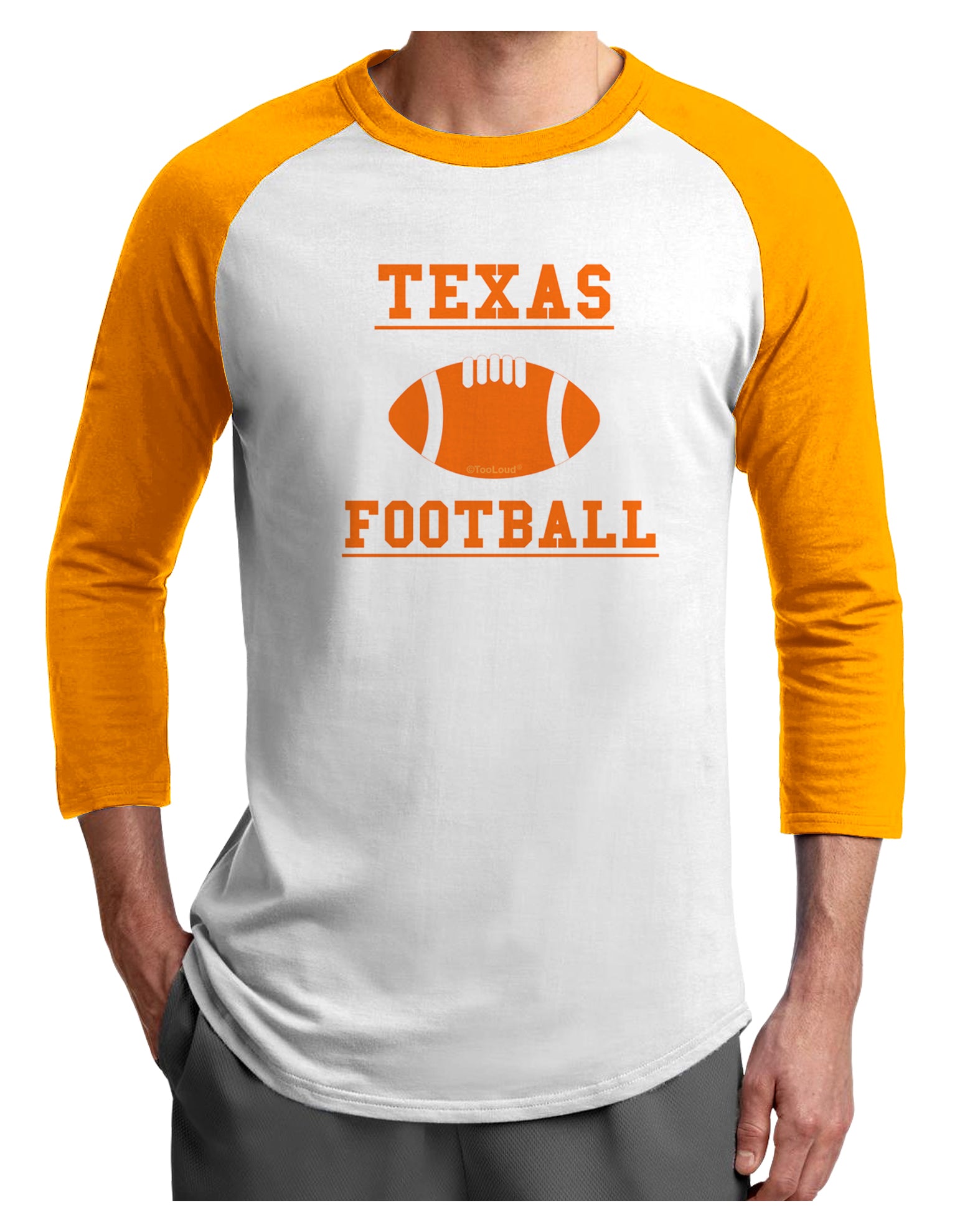 Texas Football Adult Raglan Shirt by TooLoud-TooLoud-White-Gold-X-Small-Davson Sales