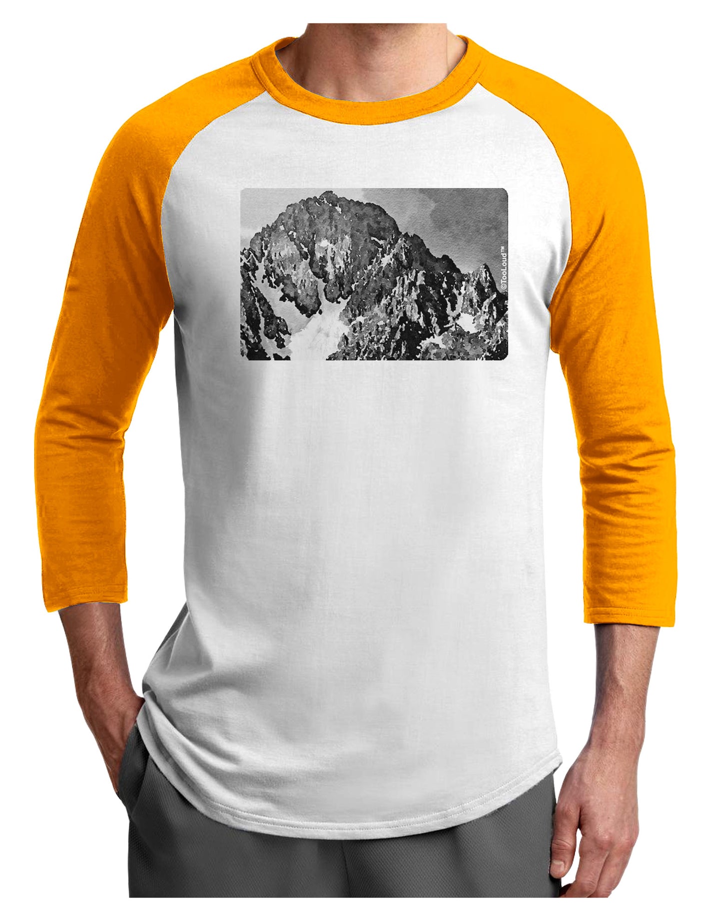 San Juan Mountain Range CO 2 Adult Raglan Shirt-TooLoud-White-Gold-X-Small-Davson Sales