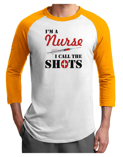 Nurse - Call The Shots Adult Raglan Shirt-TooLoud-White-Gold-X-Small-Davson Sales