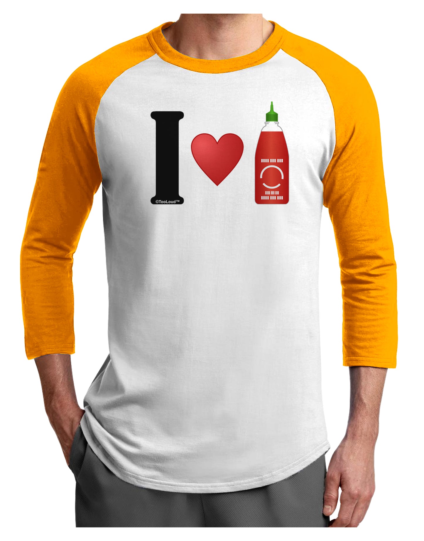 I Heart Sriracha Design Adult Raglan Shirt by TooLoud-TooLoud-White-Gold-X-Small-Davson Sales