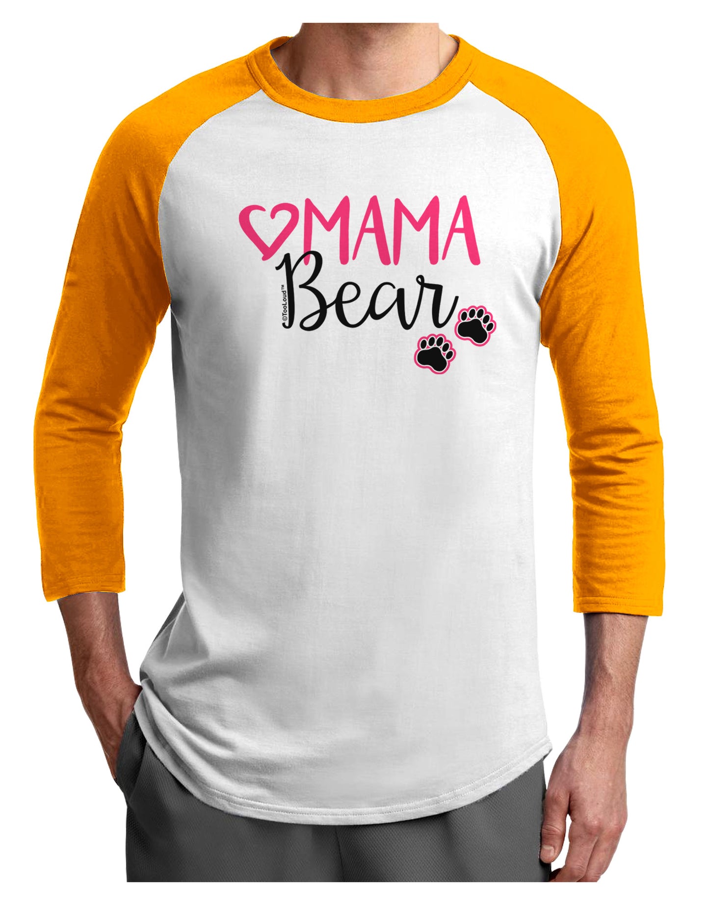 Mama Bear Paws Adult Raglan Shirt-Raglan Shirt-TooLoud-White-Gold-X-Small-Davson Sales