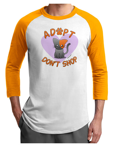 Adopt Don't Shop Cute Kitty Adult Raglan Shirt-TooLoud-White-Gold-X-Small-Davson Sales