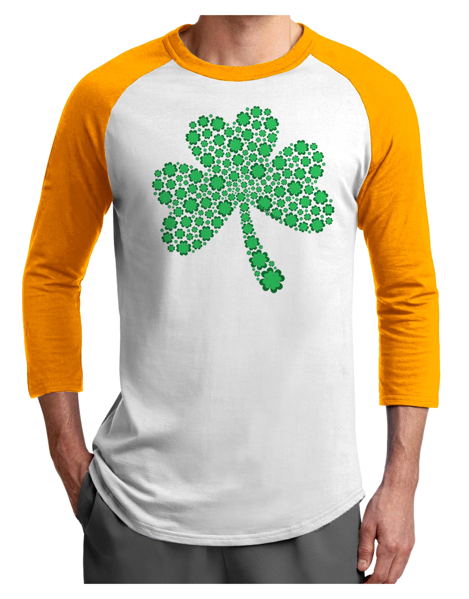 St. Patrick's Day Shamrock Design - Shamrocks Adult Raglan Shirt by TooLoud-Mens T-Shirt-TooLoud-White-Gold-X-Small-Davson Sales