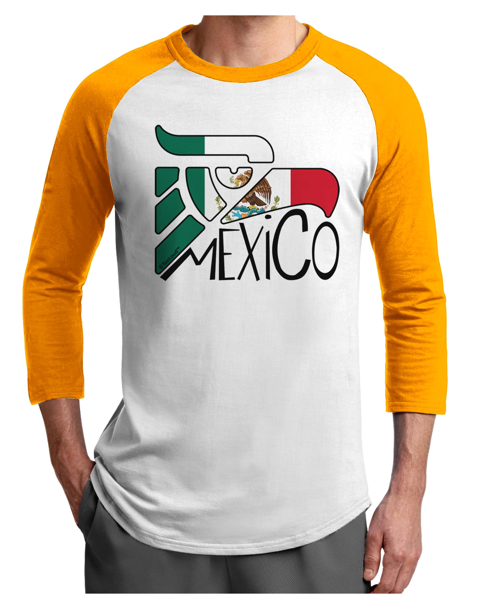 Mexico Eagle Symbol - Mexican Flag - Mexico Adult Raglan Shirt by TooLoud-TooLoud-White-Gold-X-Small-Davson Sales