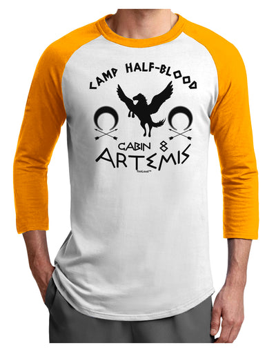 Camp Half Blood Cabin 8 Artemis Adult Raglan Shirt-Raglan Shirt-TooLoud-White-Gold-X-Small-Davson Sales